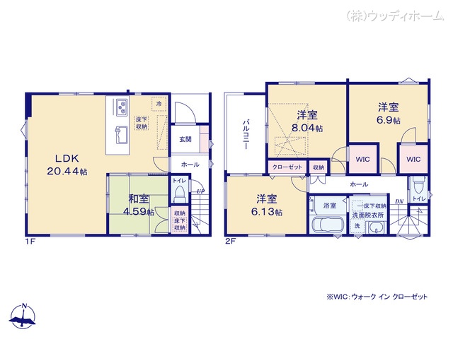 埼玉県越谷市登戸町の新築戸建て 4LDK間取図 ※図面と異なる場合は現況を優先