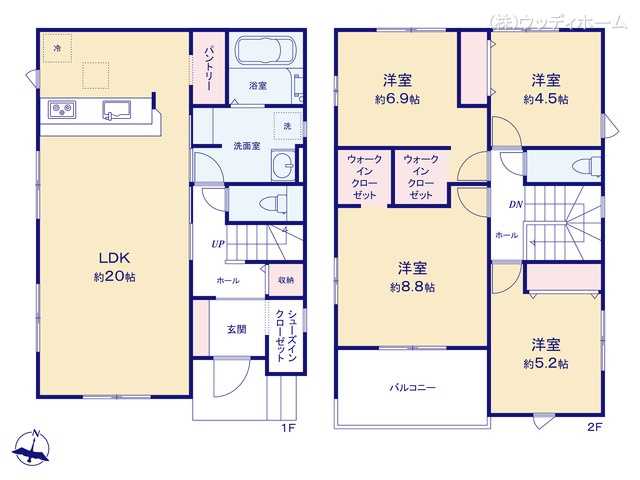 埼玉県越谷市瓦曽根2丁目の新築戸建て 4LDK間取図 ※図面と異なる場合は現況を優先