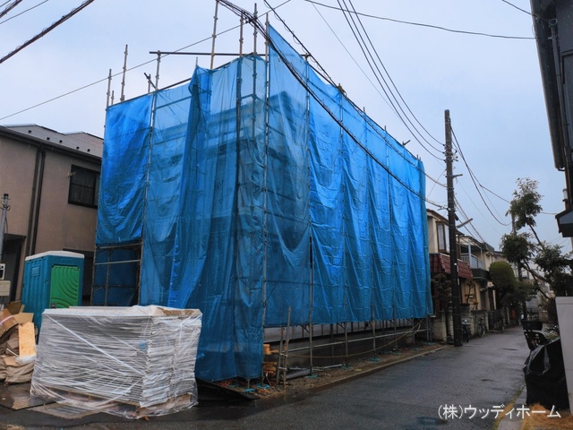 埼玉県越谷市大字下間久里の新築戸建てシート写真 2026年3月2日撮影