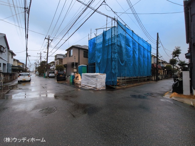 埼玉県越谷市大字下間久里の新築戸建てシート写真 2026年3月2日撮影