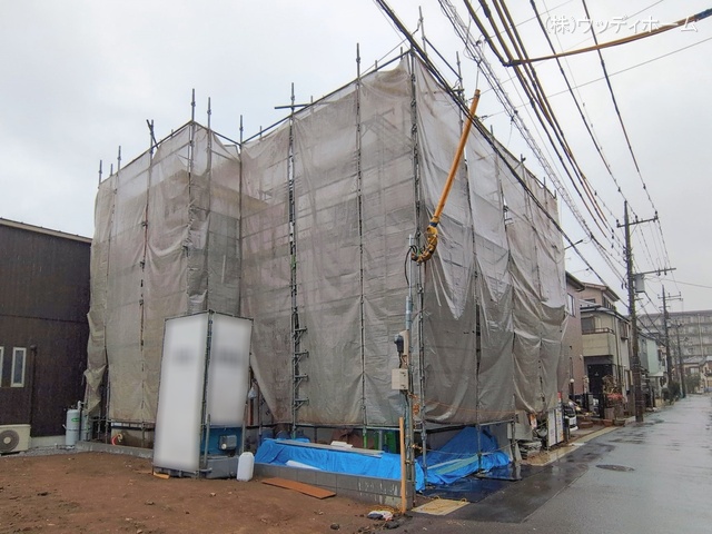 埼玉県越谷市大沢4丁目の新築戸建てシート写真 2026年2月24日撮影