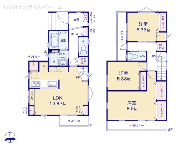 埼玉県川越市むさし野の新築戸建て 3LDK間取図 ※図面と異なる場合は現況を優先