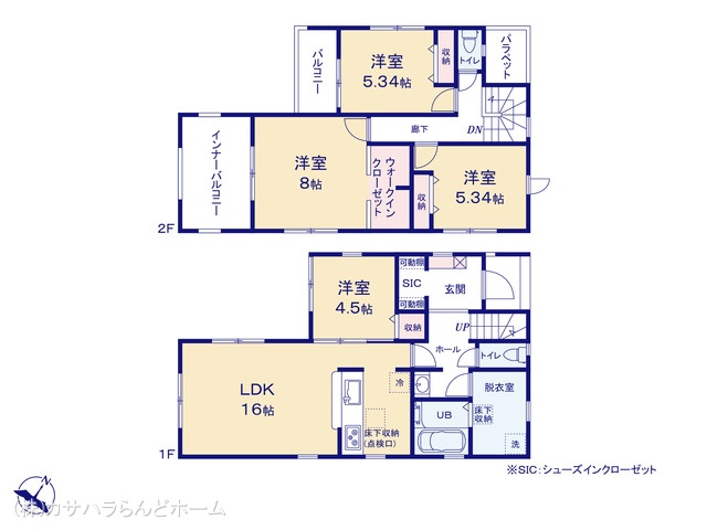 埼玉県川越市大字藤間の新築戸建て 4LDK間取図 ※図面と異なる場合は現況を優先