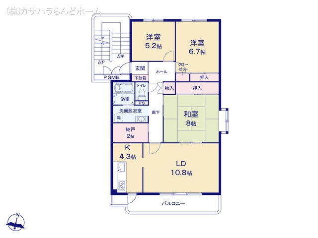 埼玉県川越市大字古谷本郷のマンション『川越グリーンパークI弐号棟』 3LDK間取図 ※図面と異なる場合は現況を優先