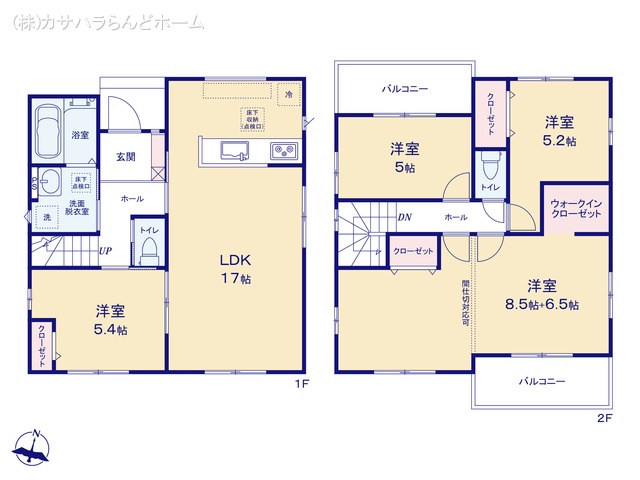 埼玉県坂戸市大字片柳の新築戸建て 4LDK間取図 ※図面と異なる場合は現況を優先