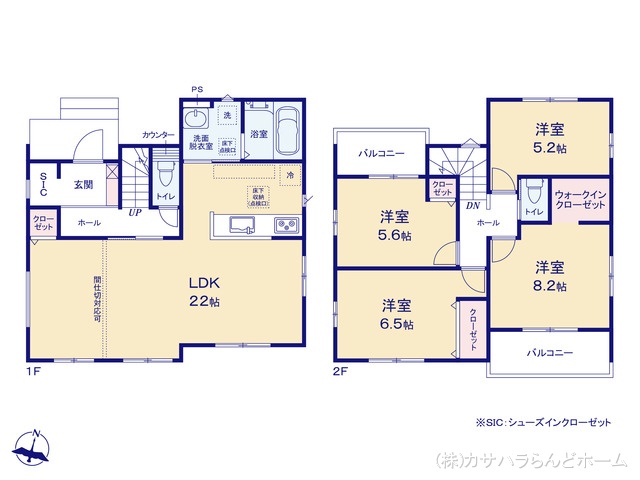 埼玉県坂戸市大字片柳の新築戸建て 4LDK間取図 ※図面と異なる場合は現況を優先