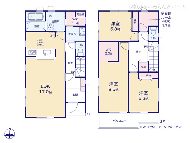 埼玉県川越市かすみ野3丁目の新築戸建て 3LDK間取図 ※図面と異なる場合は現況を優先