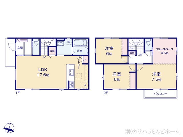 埼玉県川越市むさし野の新築戸建て 3LDK間取図 ※図面と異なる場合は現況を優先