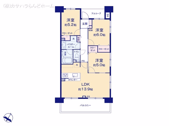 中古マンション コンフォート若葉ポルカ 間取図