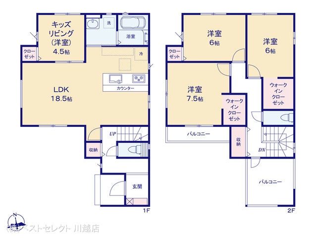 埼玉県川越市今成1丁目の新築戸建て 4LDK間取図 ※図面と異なる場合は現況を優先