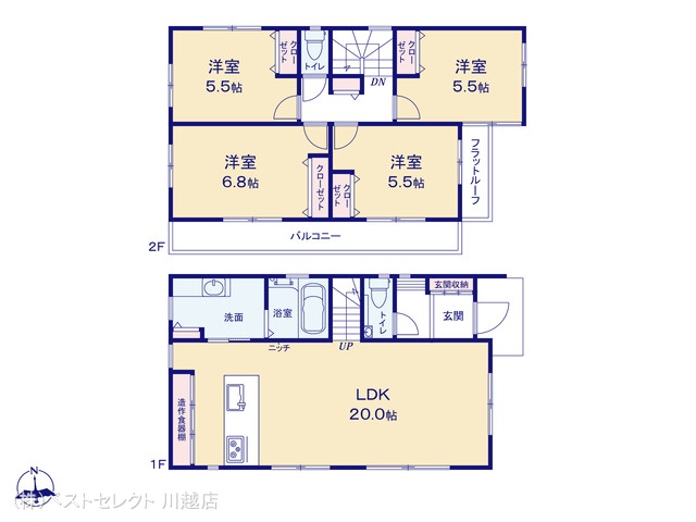 埼玉県川越市上野田町の新築戸建て 4LDK間取図 ※図面と異なる場合は現況を優先