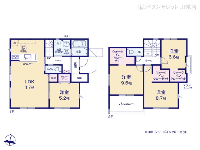 埼玉県川越市宮元町の新築戸建て 4LDK間取図 ※図面と異なる場合は現況を優先