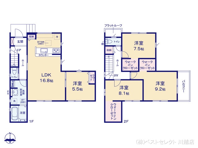 埼玉県川越市大字今福の新築戸建て 4LDK間取図 ※図面と異なる場合は現況を優先