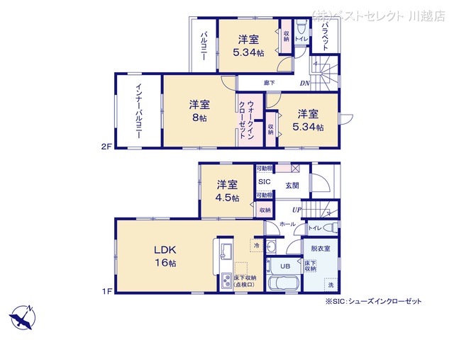 埼玉県川越市大字藤間の新築戸建て 4LDK間取図 ※図面と異なる場合は現況を優先