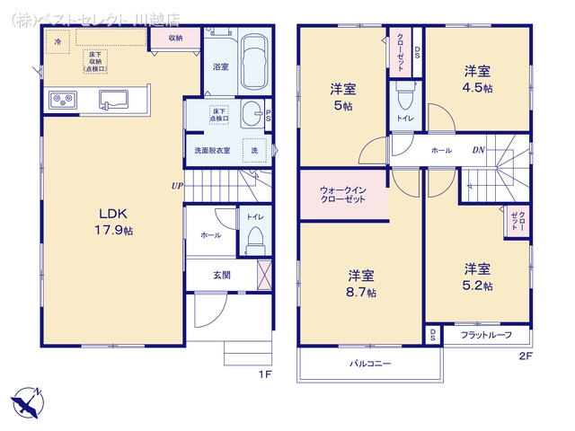埼玉県川越市南大塚5丁目の新築戸建て 4LDK間取図 ※図面と異なる場合は現況を優先