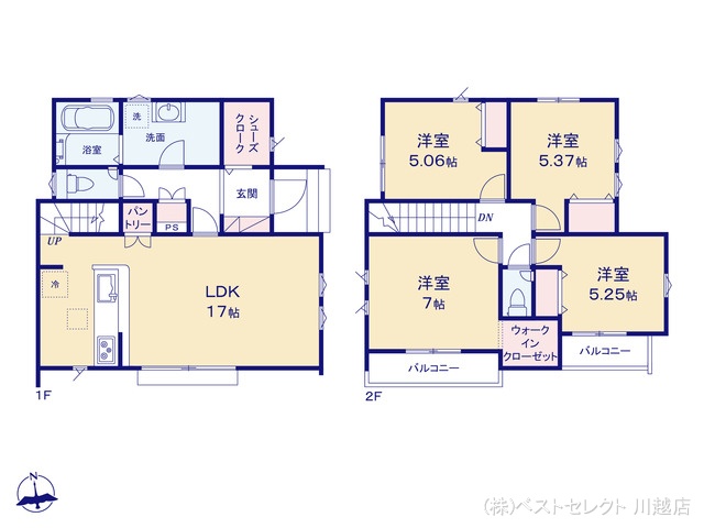 埼玉県川越市小仙波町２丁目の新築戸建て 4LDK間取図 ※図面と異なる場合は現況を優先