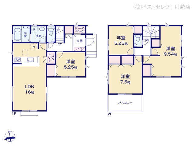 埼玉県川越市小仙波町2丁目の新築戸建て 4LDK間取図 ※図面と異なる場合は現況を優先