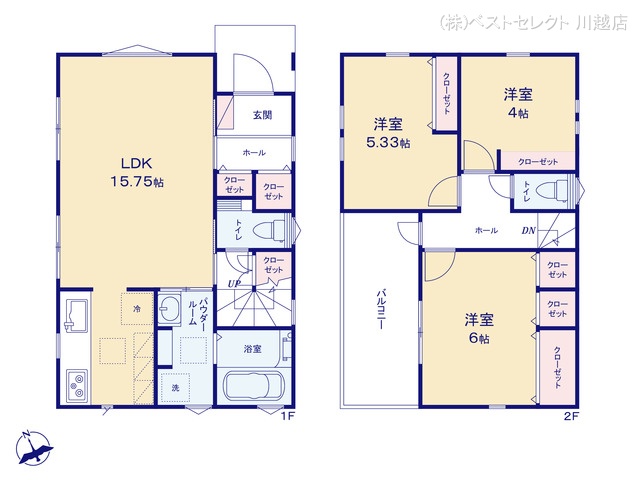 埼玉県川越市大字今福の新築戸建て 3LDK間取図 ※図面と異なる場合は現況を優先