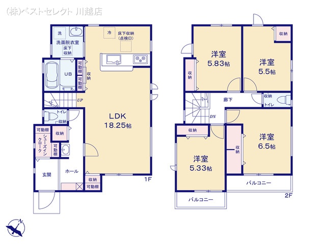 埼玉県川越市大字扇河岸の新築戸建て 4LDK間取図 ※図面と異なる場合は現況を優先