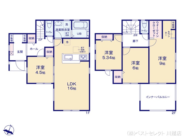 埼玉県川越市大字古谷上の新築戸建て 4LDK間取図 ※図面と異なる場合は現況を優先
