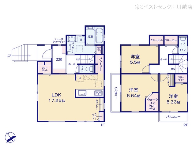 埼玉県川越市志多町の新築戸建て 3LDK間取図 ※図面と異なる場合は現況を優先