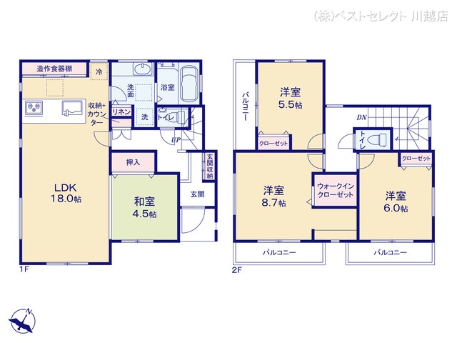 埼玉県川越市諏訪町の新築戸建て 4LDK間取図 ※図面と異なる場合は現況を優先