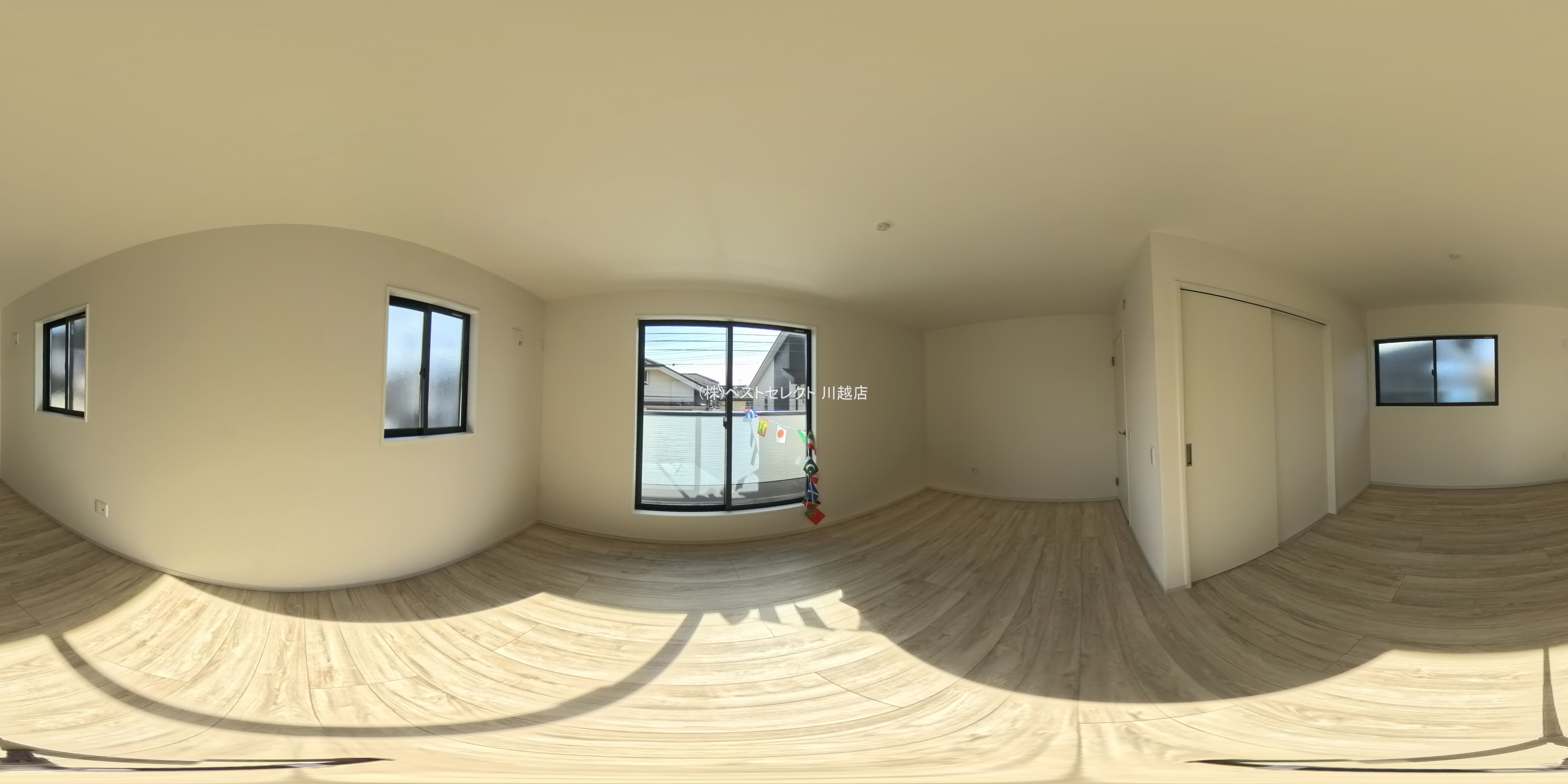 埼玉県川越市むさし野の新築戸建てパノラマ（居室メイン）写真 2026年1月14日撮影