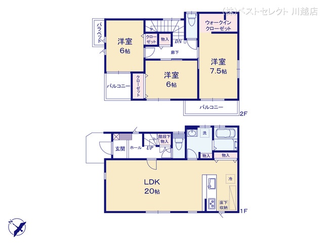 埼玉県川越市諏訪町の新築戸建て 3LDK間取図 ※図面と異なる場合は現況を優先