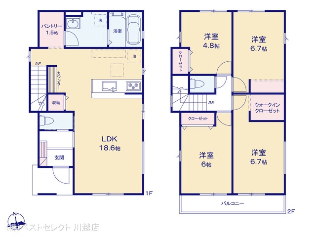 埼玉県川越市大字山田の新築戸建て 4LDK間取図 ※図面と異なる場合は現況を優先