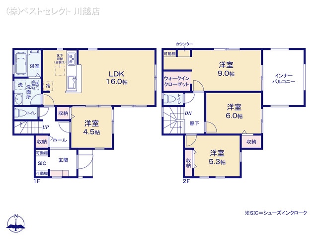 埼玉県川越市大字下小坂の新築戸建て 4LDK間取図 ※図面と異なる場合は現況を優先