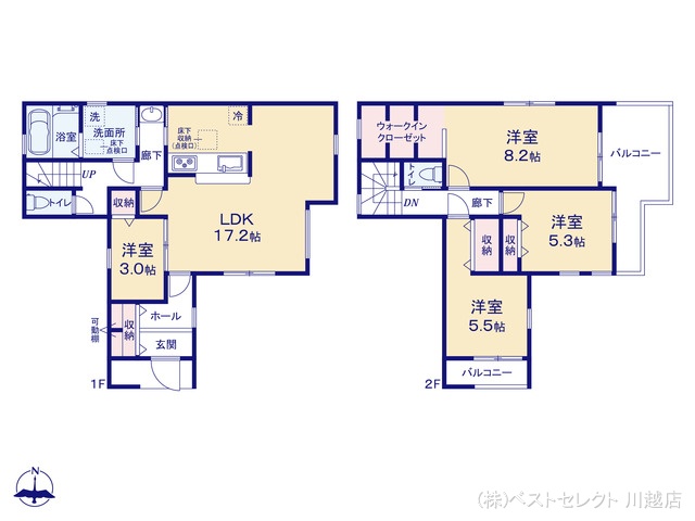 埼玉県川越市大字下小坂の新築戸建て 4LDK間取図 ※図面と異なる場合は現況を優先