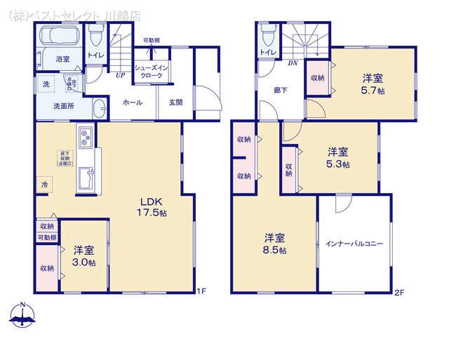 埼玉県川越市大字下小坂の新築戸建て 4LDK間取図 ※図面と異なる場合は現況を優先