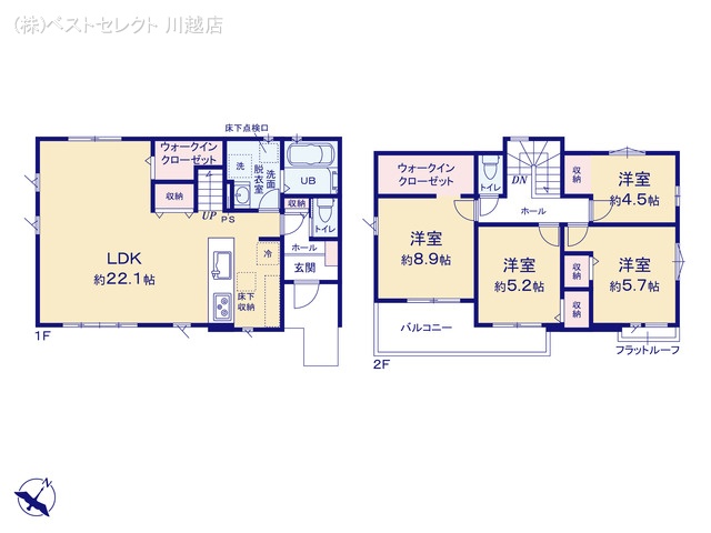埼玉県川越市霞ケ関北６丁目の新築戸建て 4LDK間取図 ※図面と異なる場合は現況を優先