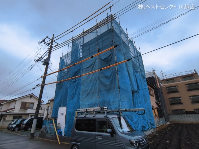 埼玉県川越市熊野町の新築戸建てシート写真 2026年3月9日撮影