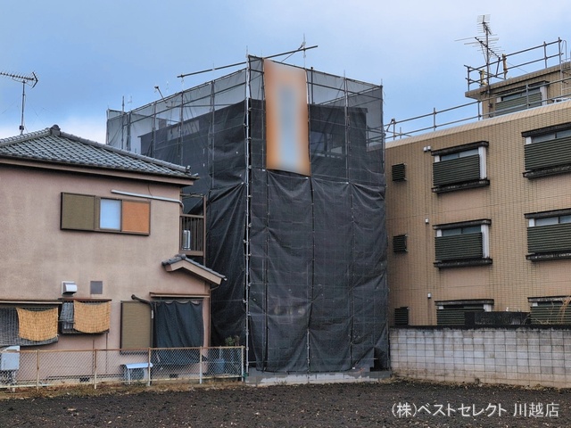 埼玉県川越市熊野町の新築戸建てシート写真 2026年3月9日撮影