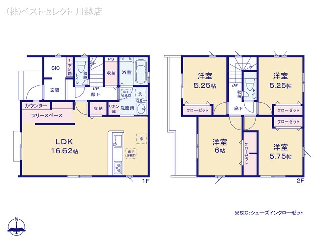 埼玉県川越市今成２丁目の新築戸建て 4LDK間取図 ※図面と異なる場合は現況を優先