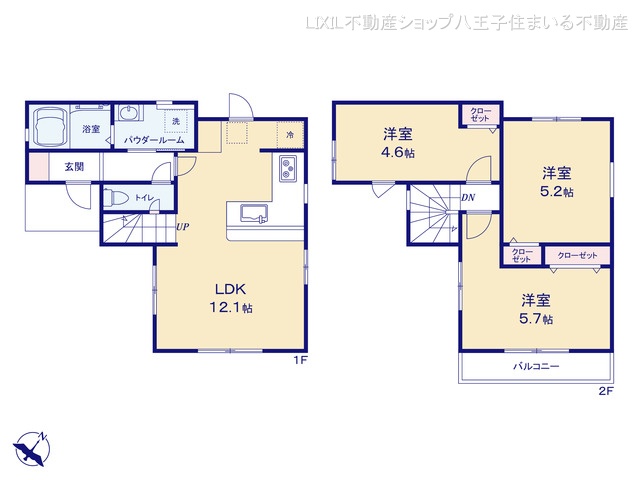 東京都日野市南平5丁目の新築戸建て 3LDK間取図 ※図面と異なる場合は現況を優先