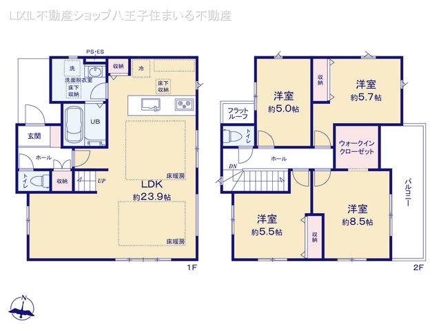 東京都日野市三沢５丁目の新築戸建て 4LDK間取図 ※図面と異なる場合は現況を優先
