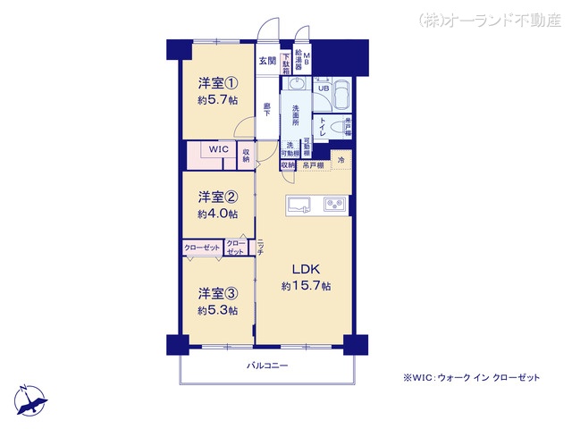 千葉県船橋市夏見２丁目のマンション『ウェルフェアグリーン船橋』 3LDK間取図 ※図面と異なる場合は現況を優先