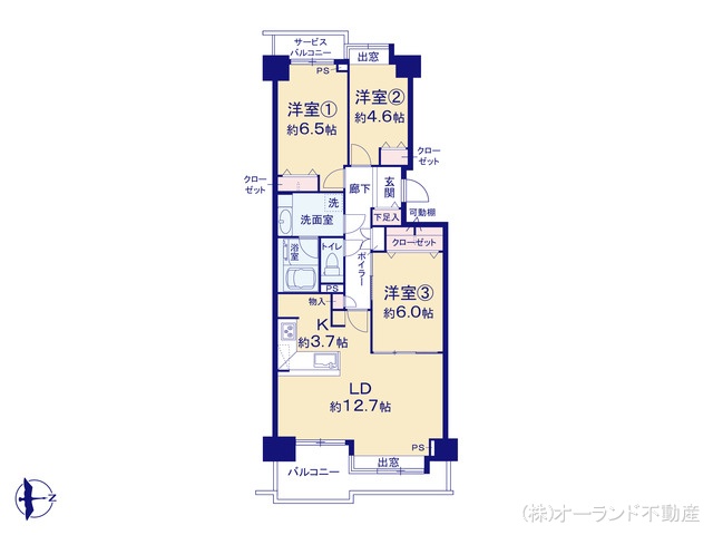 千葉県松戸市新松戸３丁目のマンション『パークハウス新松戸311』 3LDK間取図 ※図面と異なる場合は現況を優先