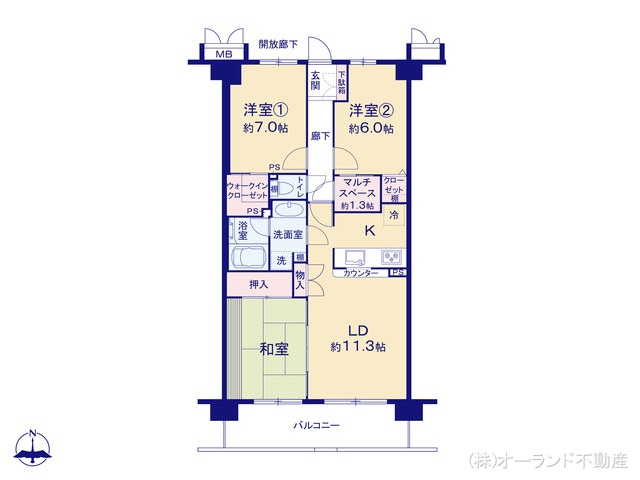 千葉県松戸市五香西２丁目のマンション『アーベントハイム松戸常盤平』 3LDK間取図 ※図面と異なる場合は現況を優先
