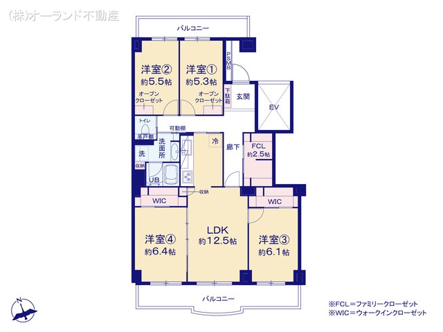 千葉県松戸市新松戸４丁目のマンション『サンライトパストラル六番街A棟』 4LDK間取図 ※図面と異なる場合は現況を優先