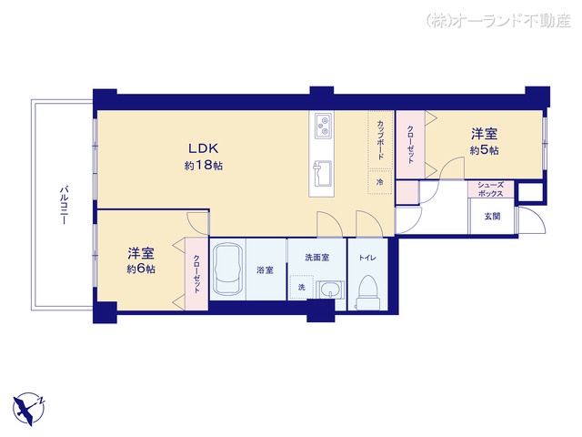 千葉県船橋市前原西4丁目のマンション『パレ・ドール津田沼』 2LDK間取図 ※図面と異なる場合は現況を優先