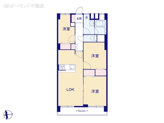 千葉県船橋市海神町南１丁目のマンション『西船橋ハイツ』 3LDK間取図 ※図面と異なる場合は現況を優先
