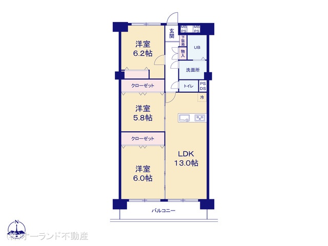 千葉県松戸市新松戸７丁目のマンション『新松戸西パークハウスB棟』 3LDK間取図 ※図面と異なる場合は現況を優先