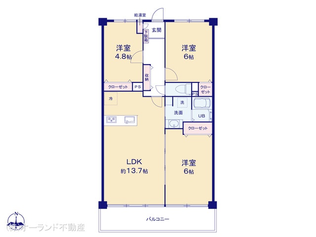 千葉県松戸市新松戸北２丁目のマンション『新松戸ファミールハイツ2号棟』 3LDK間取図 ※図面と異なる場合は現況を優先