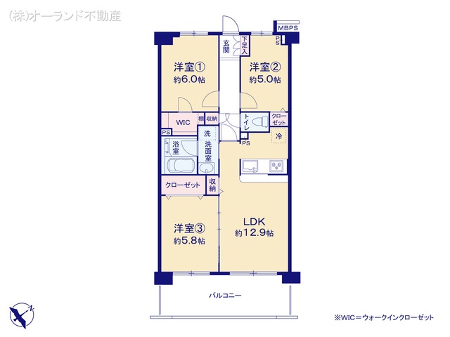 千葉県市川市広尾１丁目のマンション『ライオンズマンション市川広尾』 3LDK間取図 ※図面と異なる場合は現況を優先