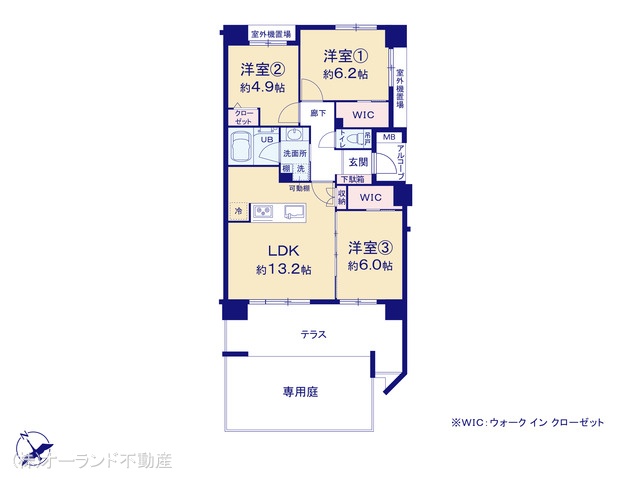 千葉県船橋市高根台２丁目のマンション『アンビシャス船橋高根台』 3LDK間取図 ※図面と異なる場合は現況を優先