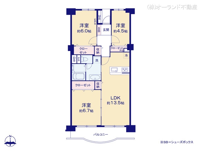 千葉県松戸市新松戸３丁目のマンション『新松戸アゼリアパークハウスB棟』 3LDK間取図 ※図面と異なる場合は現況を優先