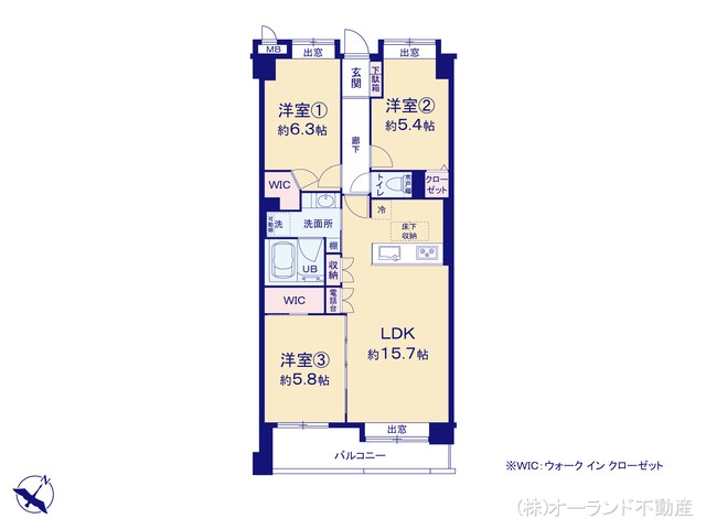 千葉県市川市福栄１丁目のマンション『ヒルズ行徳』 3LDK間取図 ※図面と異なる場合は現況を優先